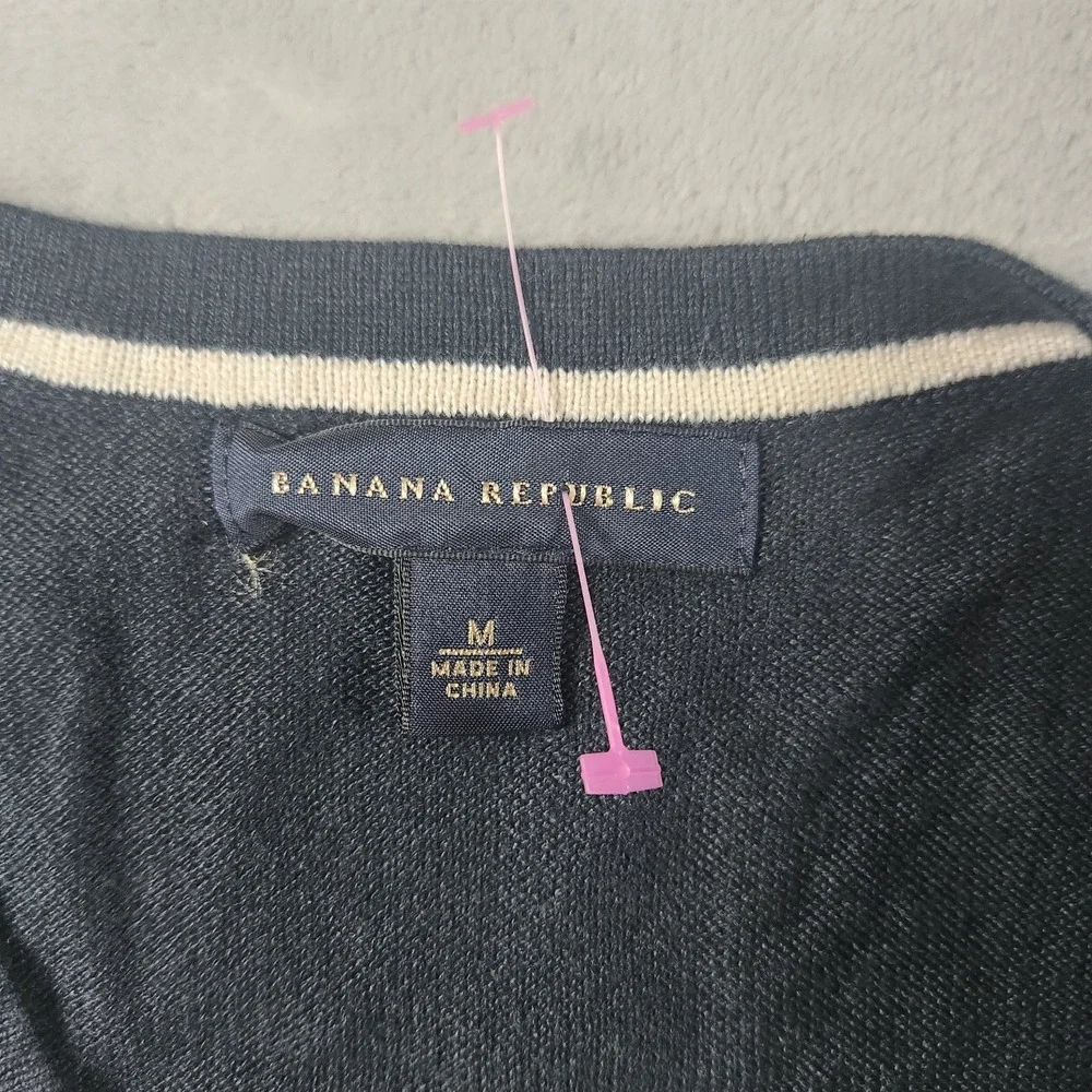 Banana Republic Light Weight Silk Blend Black Argyle Sweater‎ Mens Medium